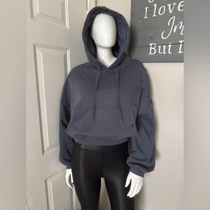 S/M Popflex Denim Blue Cropped Hoodie